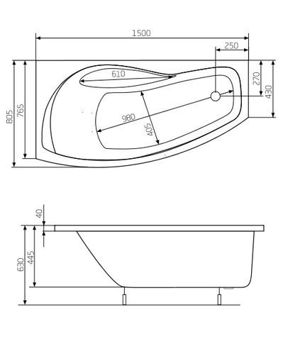 Roca Nicole wanna narożna lewa 150x80 A24T121000