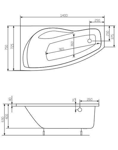 Roca Nicole wanna narożna lewa 140x75 A24T105000