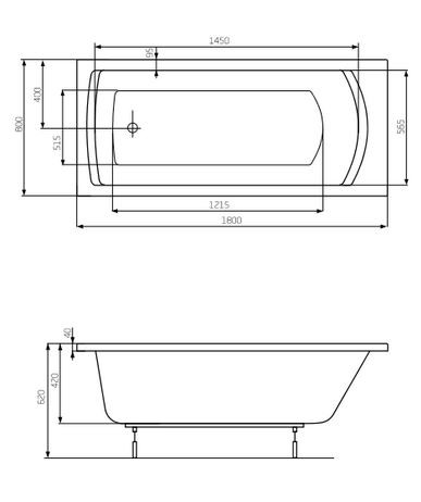 Roca Linea wanna prostokątna 180x80 z nogami A24T058000