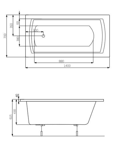 Roca Linea wanna prostokątna 140x70 z nogami A24T002000