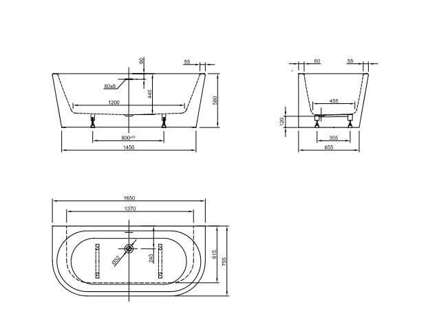 Roca Eternity wanna wolnostojąca przyścienna 165x75,5 akryl biały A24T453000