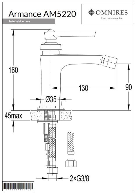 Omnires Armance bateria bidetowa retro chrom AM5220CR