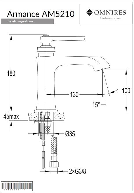 Omnires Armance bateria umywalkowa retro chrom AM5210CR