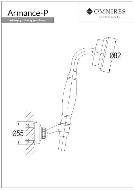 Omnires Armance zestaw natryskowy punktowy słuchawka wąż i uchwyt retro miedź antyczna ARMANCE-PORB
