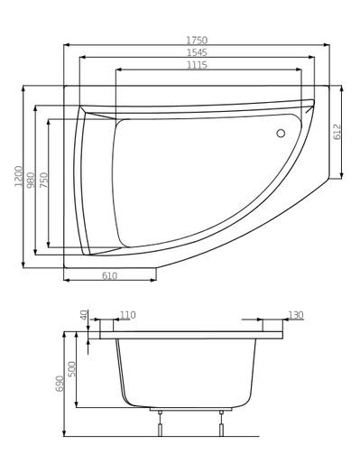 Roca Aquamarina wanna asymetryczna lewa 175x120 A24T249000
