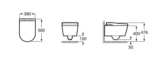 Roca INSPIRA IN-WASH miska WC podwieszana RIMLESS z deską myjącą A803060001