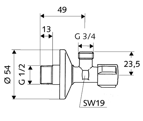 Schell zawór przyłączeniowy do pralki zmywarki 1/2x3/4 chrom 033000699