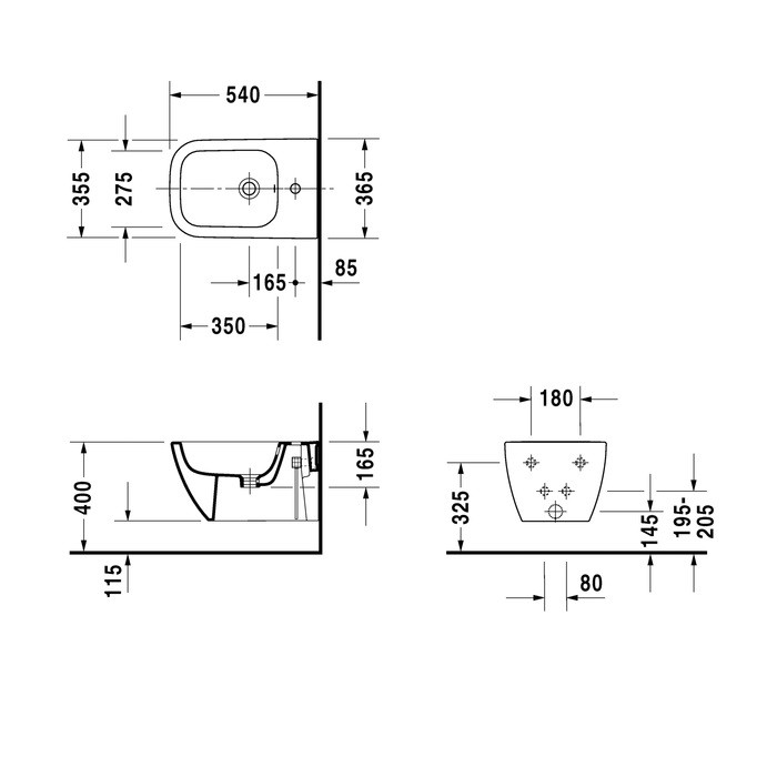 Duravit Happy D.2 bidet wiszący biały alpin 2258150000