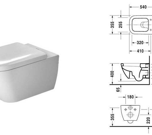Duravit Happy D.2 Rimless muszla wisząca 54cm biały 2222090000