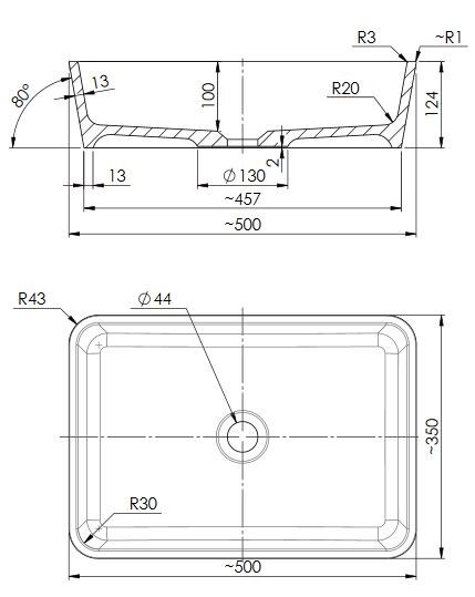 Omnires PARMA Marble+ umywalka nablatowa 50x35 szary połysk biały PARMAUNBSP