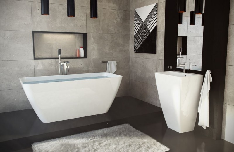 Omnires PARMA Marble+ umywalka wolnostojąca bez otworu 55x43 biały PARMAUWBOBP