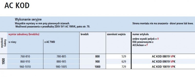 Kermi ACCA drzwi otwierane 80 cm srebrny połysk przeźroczyste AccaClean ACKOD08019VPK