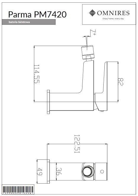 Omnires Parma bateria bidetowa biały chrom PM7420CRB