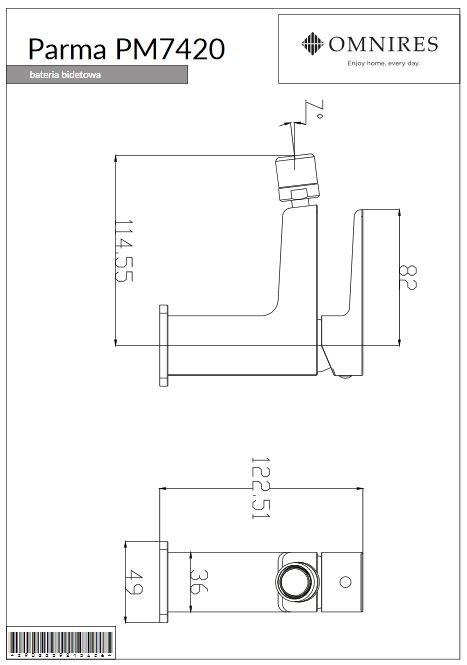 Omnires Parma bateria bidetowa chrom PM7420CR