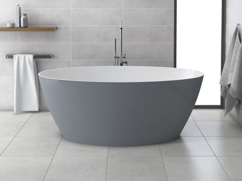 Omnires Siena Marble+ wanna wolnostojąca 160x80 szary połysk SIENAWWBSP