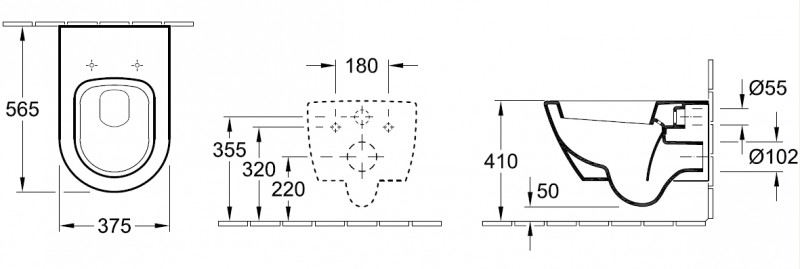 Villeroy&Boch Subway 2.0 muszla wisząca + deska wolnoopadająca slim 56001001 + 9M78S101