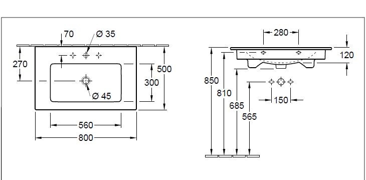 Villeroy&Boch Venticello umywalka meblowa 80cm 80x50 weiss alpin 41048L01