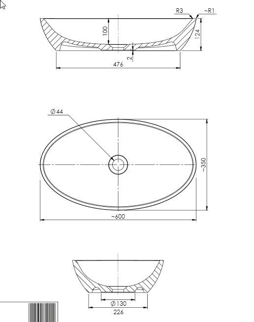 Omnires Siena Marble+ umywalka nablatowa 60x35 szary SIENALUNBSP