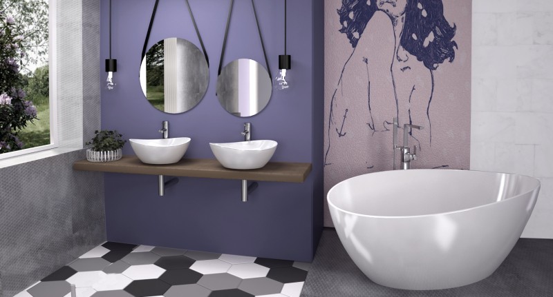 Sanitti Tre umywalka stawiana na blat 47x38 lany marmur biały połysk TRE-47-BP