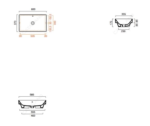 Catalano Verso 60 umywalka stawiana lub wpuszczana w blat 60x37 cataglaze biały 16037VE00