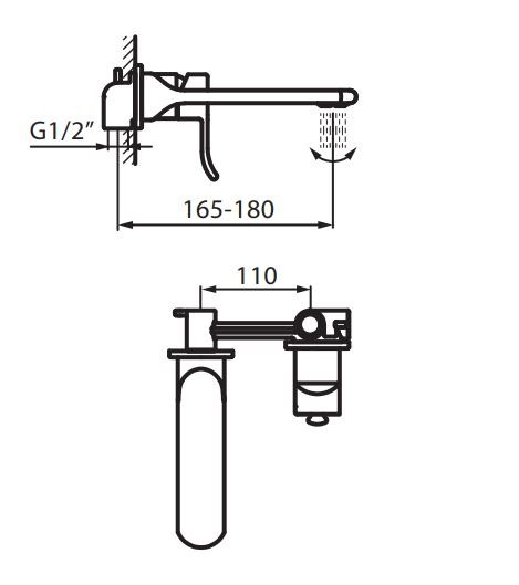 Vedo Cento bateria umywalkowa podtynkowa bez korka chrom VBC1012