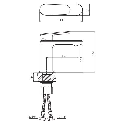 Vedo Otto bateria umywalkowa bez korka chrom VBO8001