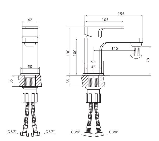 Vedo Mito bateria umywalkowa z korkiem klik klak chrom VBM3001/C