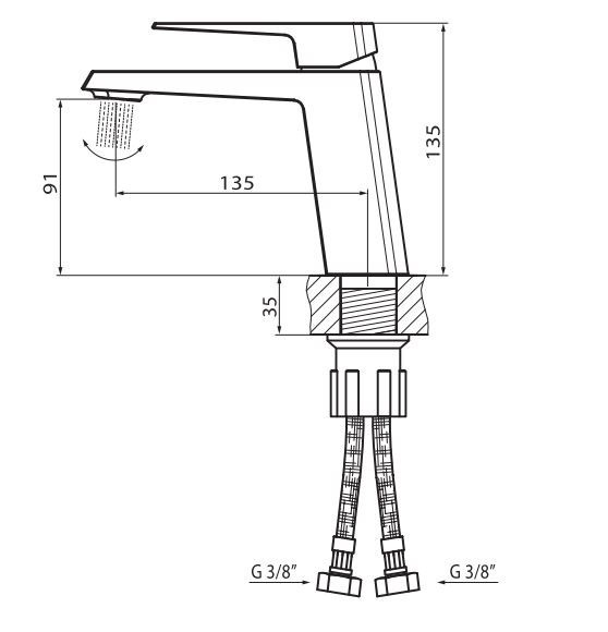 Vedo Sette bateria umywalkowa z korkiem klik klak chrom VBS7001/C