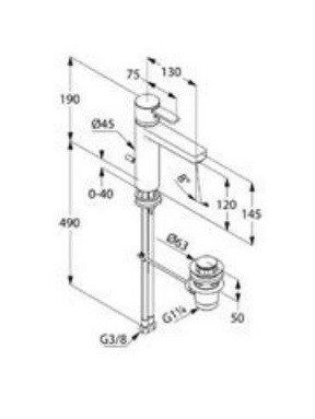 Kludi Zenta XXL jednouchwytowa bateria umywalkowa bez korka chrom 38 264 05 75