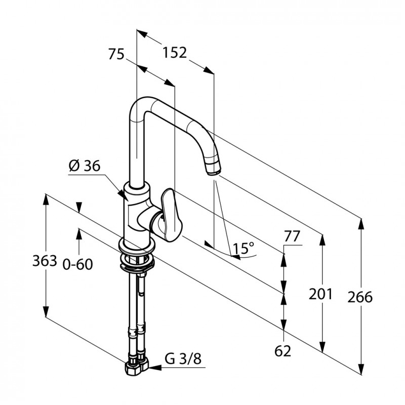 Kludi Objekta jednouchwytowa bateria umywalkowa bez korka chrom 320240575