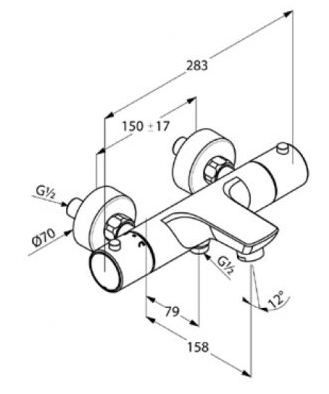 Kludi Objekta bateria wannowa termostatyczna ścienna chrom 352010538