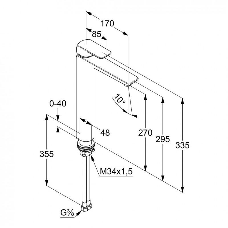 Kludi Ameo bateria umywalkowa wysoka bez korka chrom 412980575
