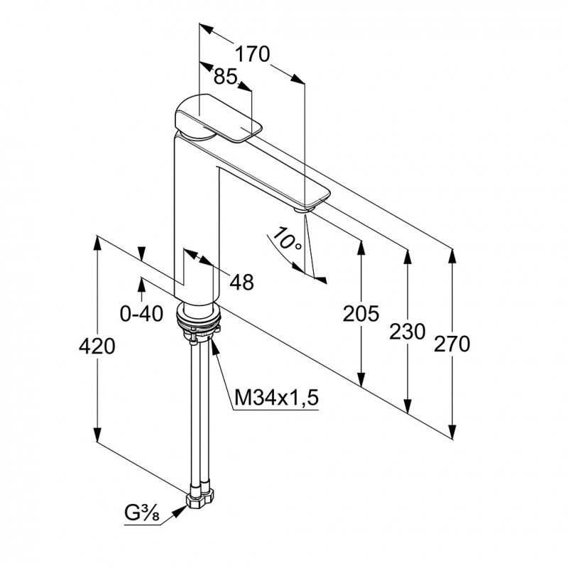 Kludi Ameo bateria umywalkowa wysoka bez korka chrom 412960575