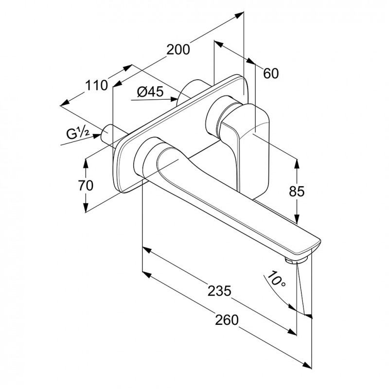 Kludi Ameo bateria umywalkowa podtynkowa wylewka 235mm chrom 412450575