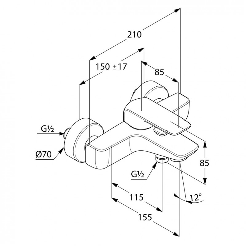 Kludi Ameo bateria wannowa ścienna chrom 414450575