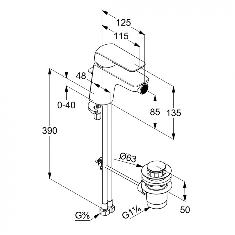 Kludi Ameo bateria bidetowa z korkiem automatycznym chrom 412160575