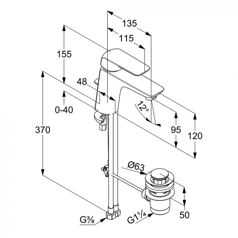 Kludi Ameo bateria umywalkowa XL z korkiem automatycznym chrom 410230575