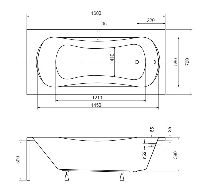BESCO Aria wanna prostokątna 160x70 akryl biały