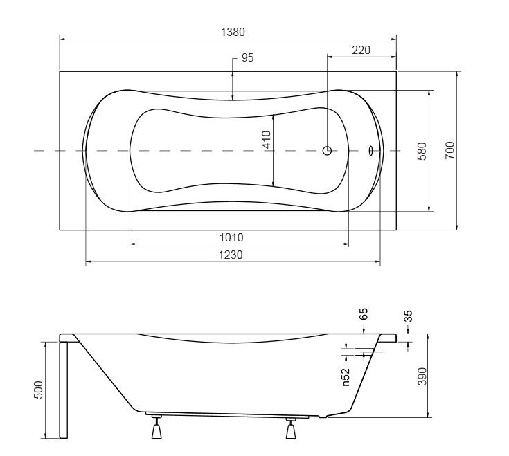 BESCO Aria wanna prostokątna 140x70 akryl biały