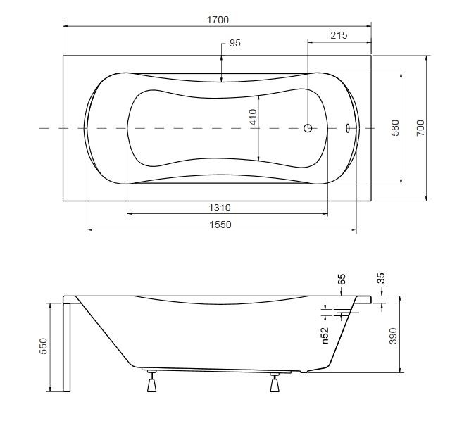 BESCO Aria Plus wanna prostokątna z dwoma uchwytami 170x70 akryl biały