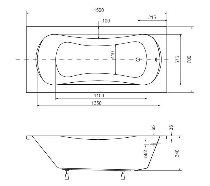 BESCO Aria Prosafe wanna prostokątna płytka bezpieczna 150x70 akryl biały