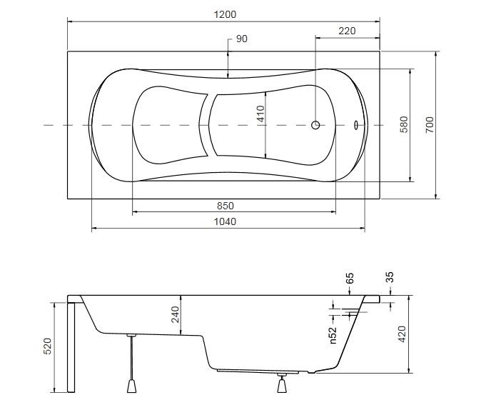 BESCO Aria Rehab wanna prostokątna z siedziskiem 120x70 akryl biały
