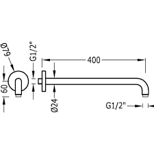 Tres ramię ścienne 30cm do głowicy natryskowej chrom 1.34.621.01