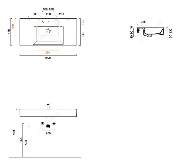 Catalano Premium UP 100 umywalka z blatem ceramicznym cataglaze 100x47 biały 110VPUP00