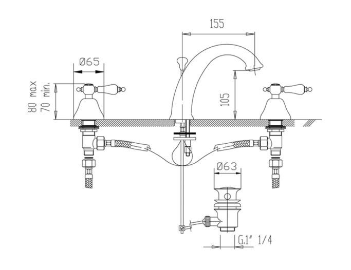 Fromac Etros bateria umywalkowa 3-otworowa z korkiem automatycznym chrom 2125