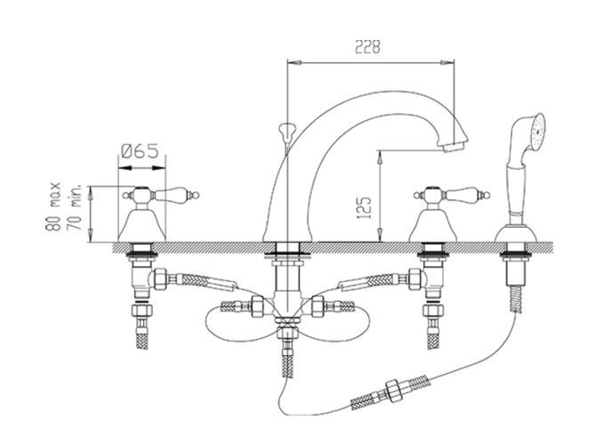 Fromac Etros bateria wannowa 4-otworowa brąz antyczny 2120BR