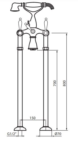 Fromac Etros bateria wannowa wolnostojąca chrom 2105FS