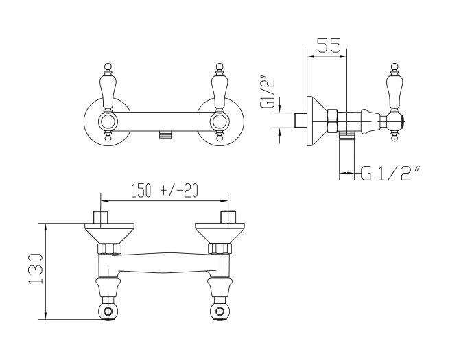Fromac Etros bateria prysznicowa ścienna brąz antyczny 2171BR