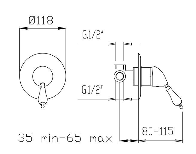 Fromac Etros bateria prysznicowa podtynkowa brąz antyczny 3840BR