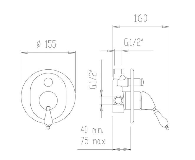 Fromac Etros bateria wannowo-prysznicowa podtynkowa brąz antyczny 3850BR